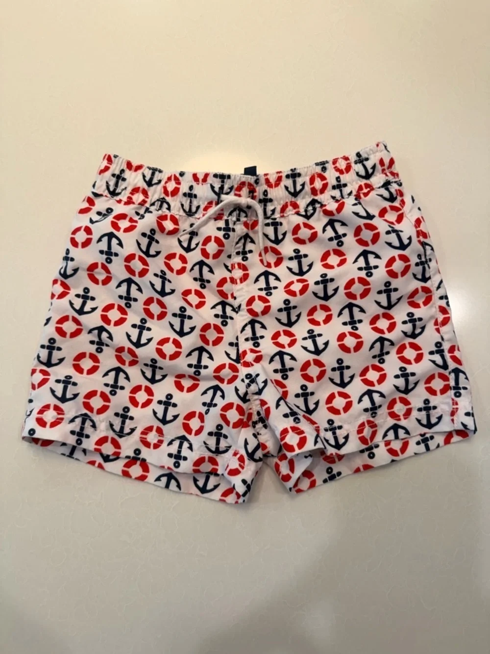 Janie & Jack nautical & Lifesaver Print Swim Trunks - White, Navy & Red! 2T